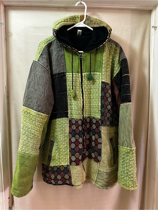 Other - Vintage Patchwork Woven Hooded Jacket Hippie Grunge Boho Festival Y2K Men’s